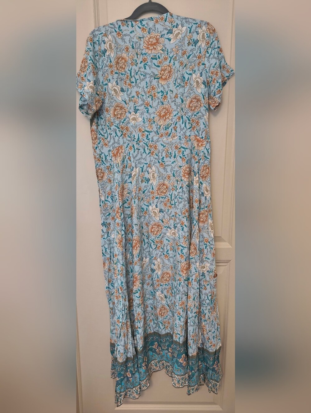 Cupshe Teal Floral Wrap Maxi Dress - Picture 4 of 4